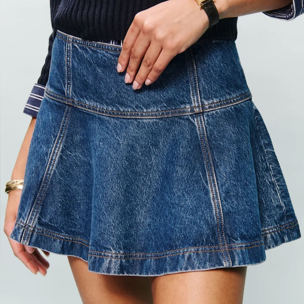 Reformation Flared Denim Skirt